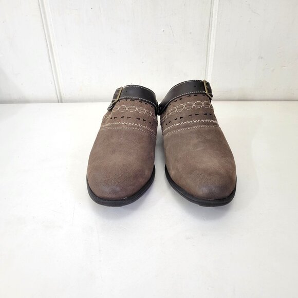 Earth Origins Brown Buckle Suede Clogs Women’s Size 10M With Embroidered Detaili - Picture 8 of 8